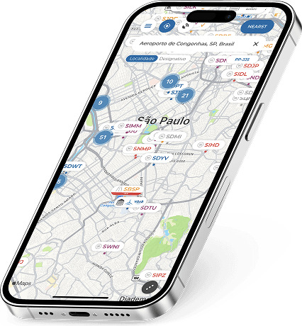 Celular com app da Onde Pouso aberto